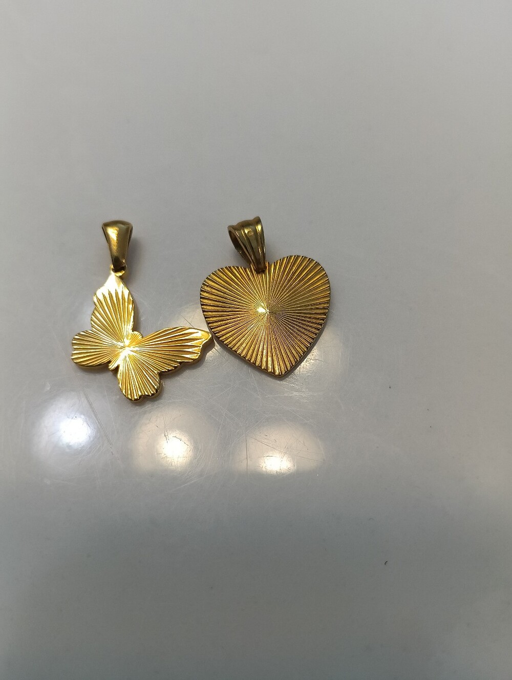 Gold Tone Heart & Butterfly Necklace Charms | Tarnish-Resistant | Waterproof |